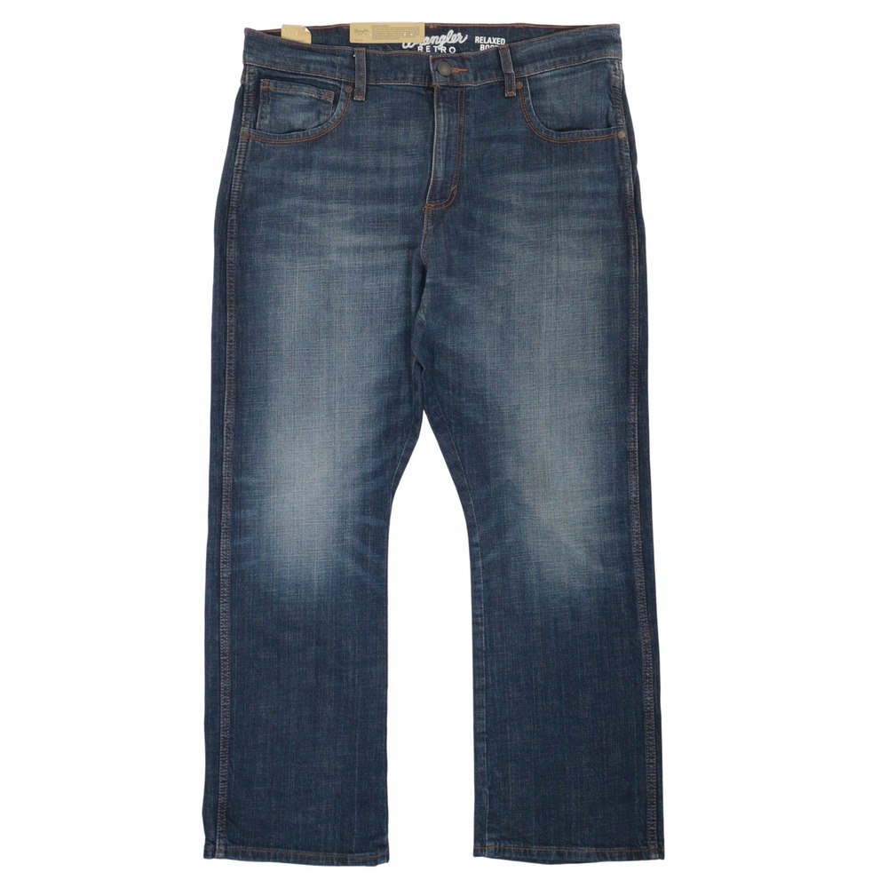 Wrangler Retro Relaxed Bootcut Jeans Men 36x30 Dark Wash Stretch Denim NWT